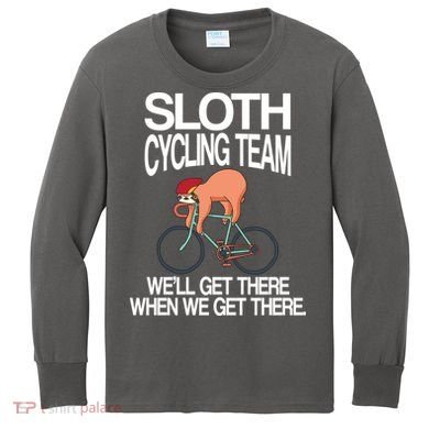 Sloth Cycling Team Kids Long Sleeve Shirt