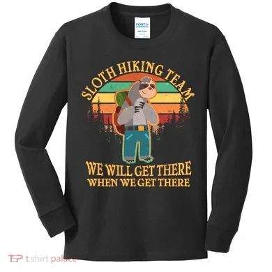 Sloth Hiking Team Kids Long Sleeve Shirt