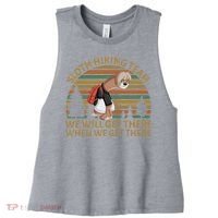 Sloth Hiking Team We Will Get There When We Get There Women's Racerback Cropped Tank thumb 0