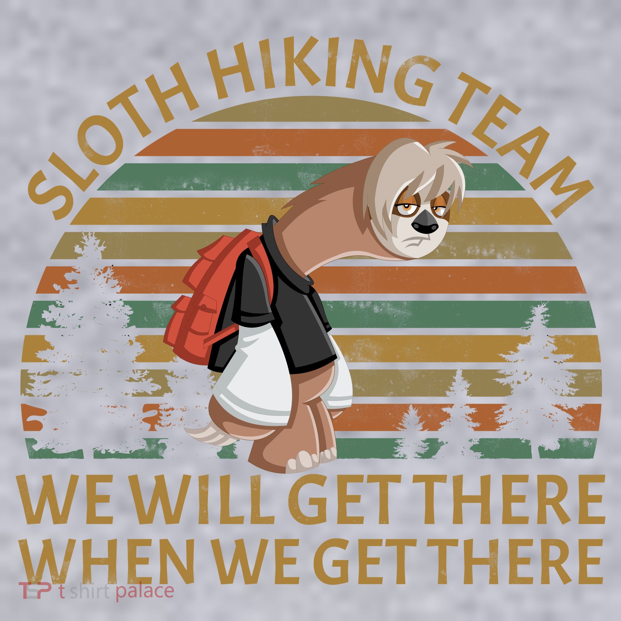 Sloth Hiking Team We Will Get There When We Get There Women's Racerback Cropped Tank