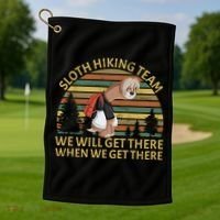 Sloth Hiking Team We Will Get There When We Get There Golf Towel thumb 1