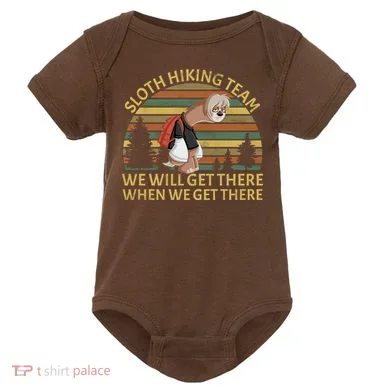 Sloth Hiking Team We Will Get There When We Get There Baby Bodysuit