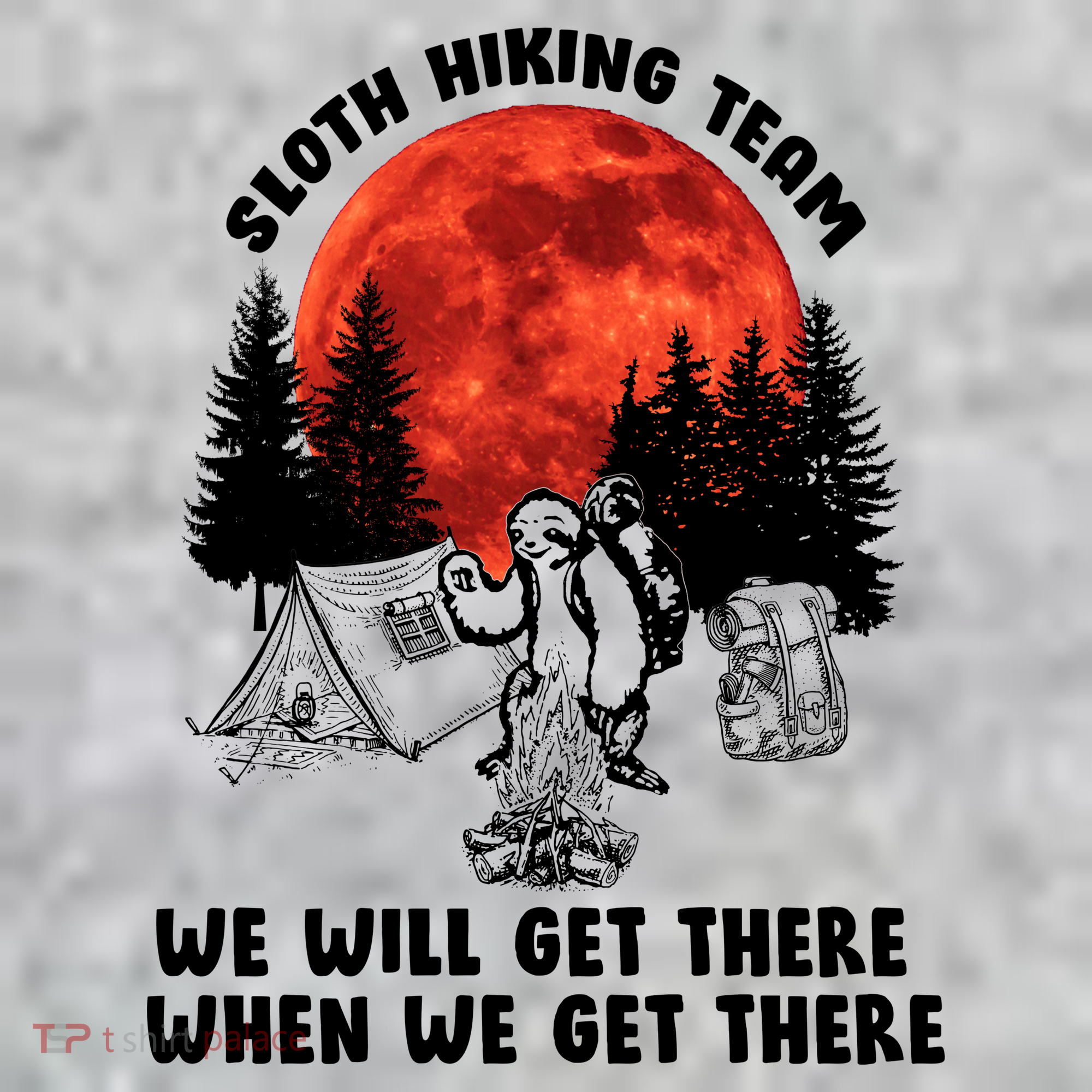 Sloth Hiking Team Will Get We There Funny Camping The Baniff Cuffed Pom Beanie