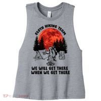 Sloth Hiking Team Will Get We There Funny Camping Women's Racerback Cropped Tank thumb 0