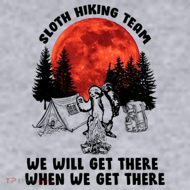 Sloth Hiking Team Will Get We There Funny Camping Women's Racerback Cropped Tank