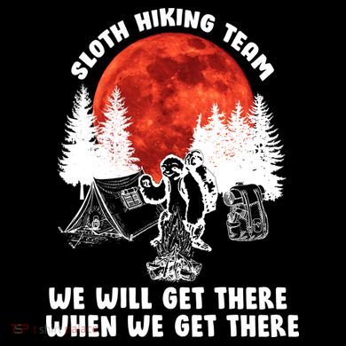 Sloth Hiking Team Will Get We There Funny Camping Stripe Pom Pom Beanie