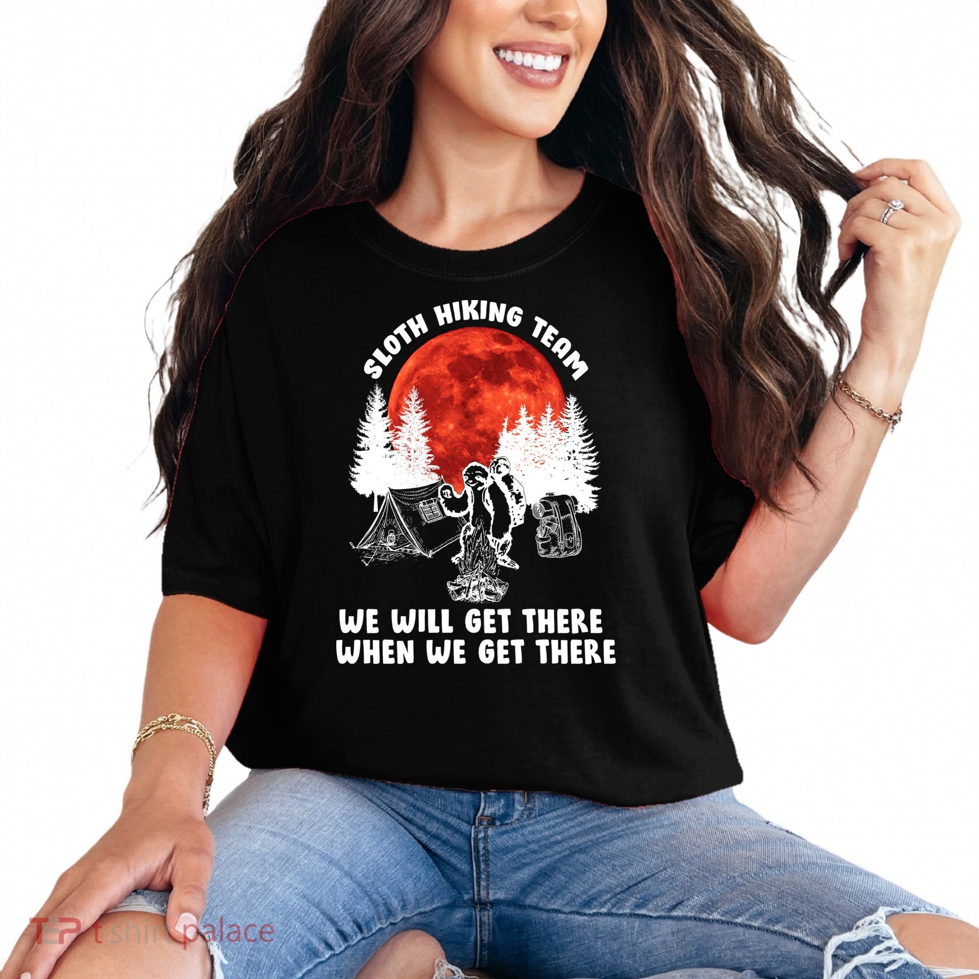 Sloth Hiking Team Will Get We There Funny Camping Comfort Colors T-Shirt