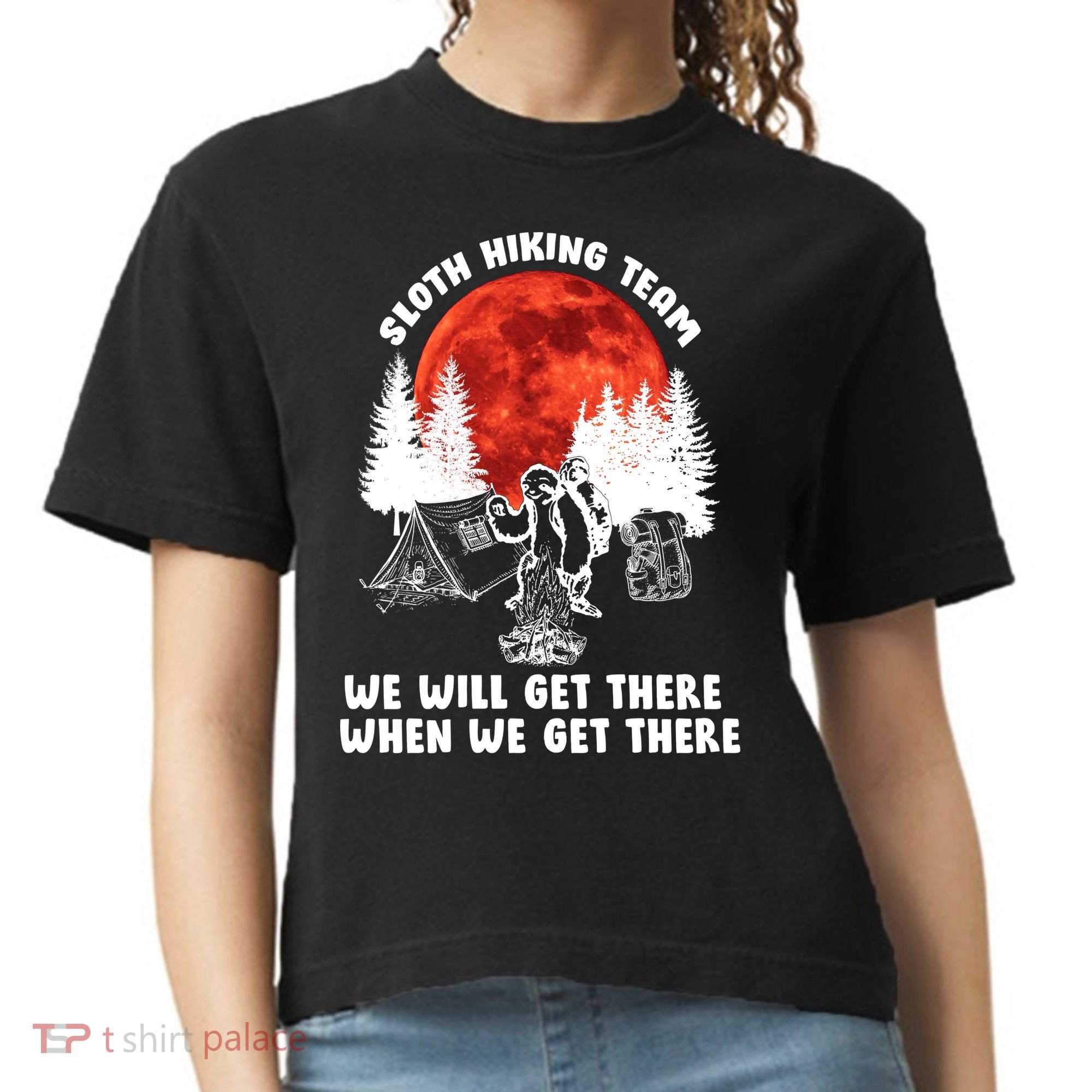 Sloth Hiking Team Will Get We There Funny Camping Comfort Colors Boxy T-Shirt