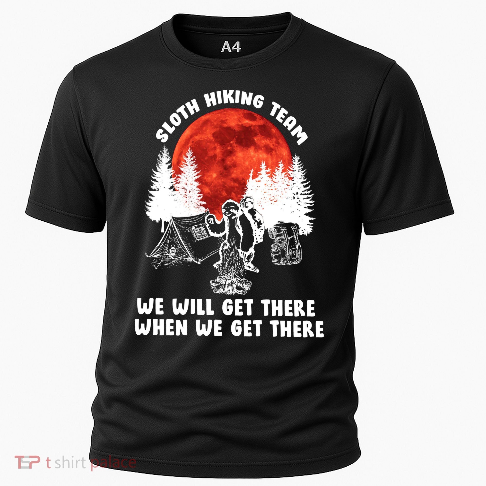 Sloth Hiking Team Will Get We There Funny Camping Cooling Performance Crew T-Shirt