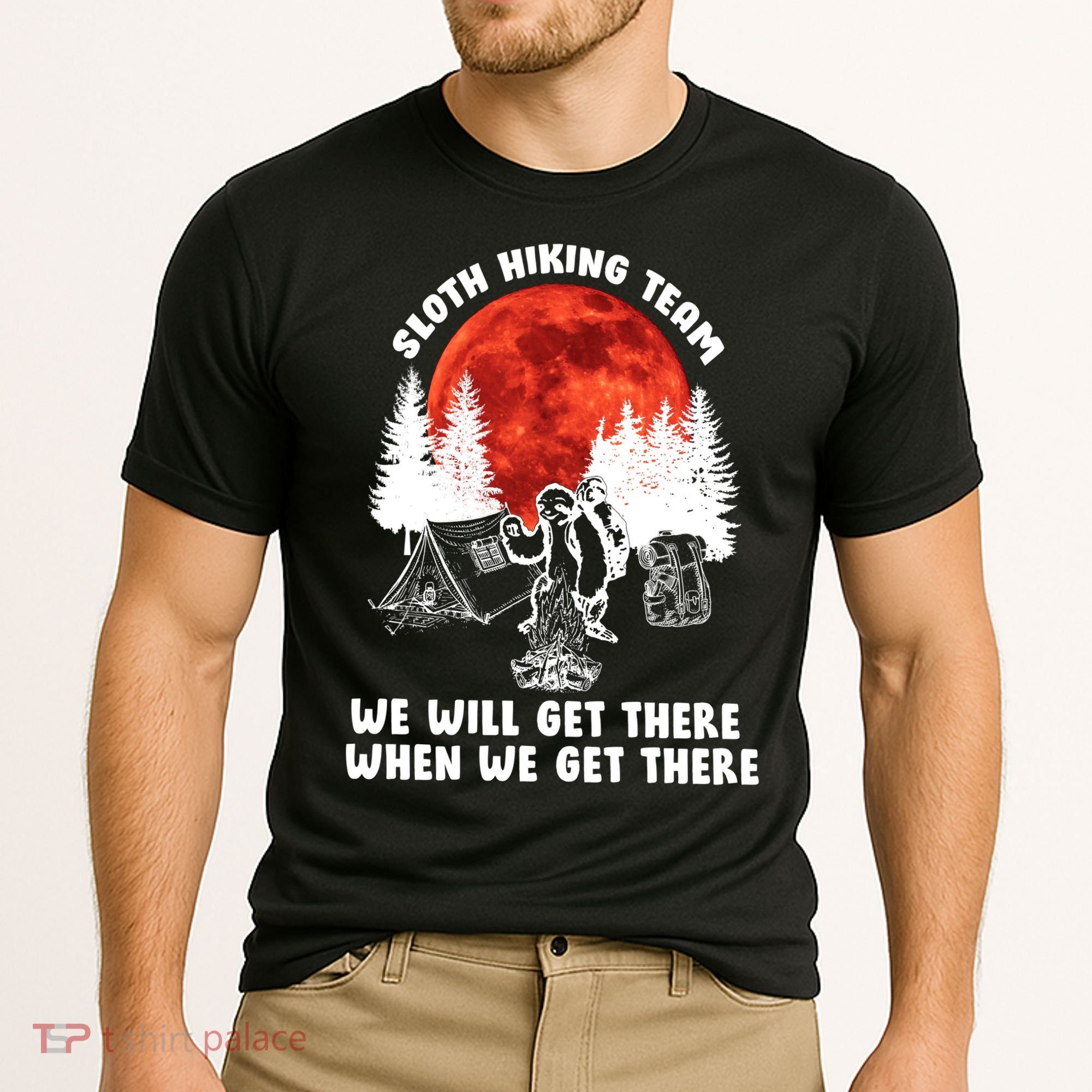 Sloth Hiking Team Will Get We There Funny Camping Cooling Performance Crew T-Shirt
