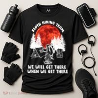 Sloth Hiking Team Will Get We There Funny Camping Cooling Performance Crew T-Shirt thumb 3
