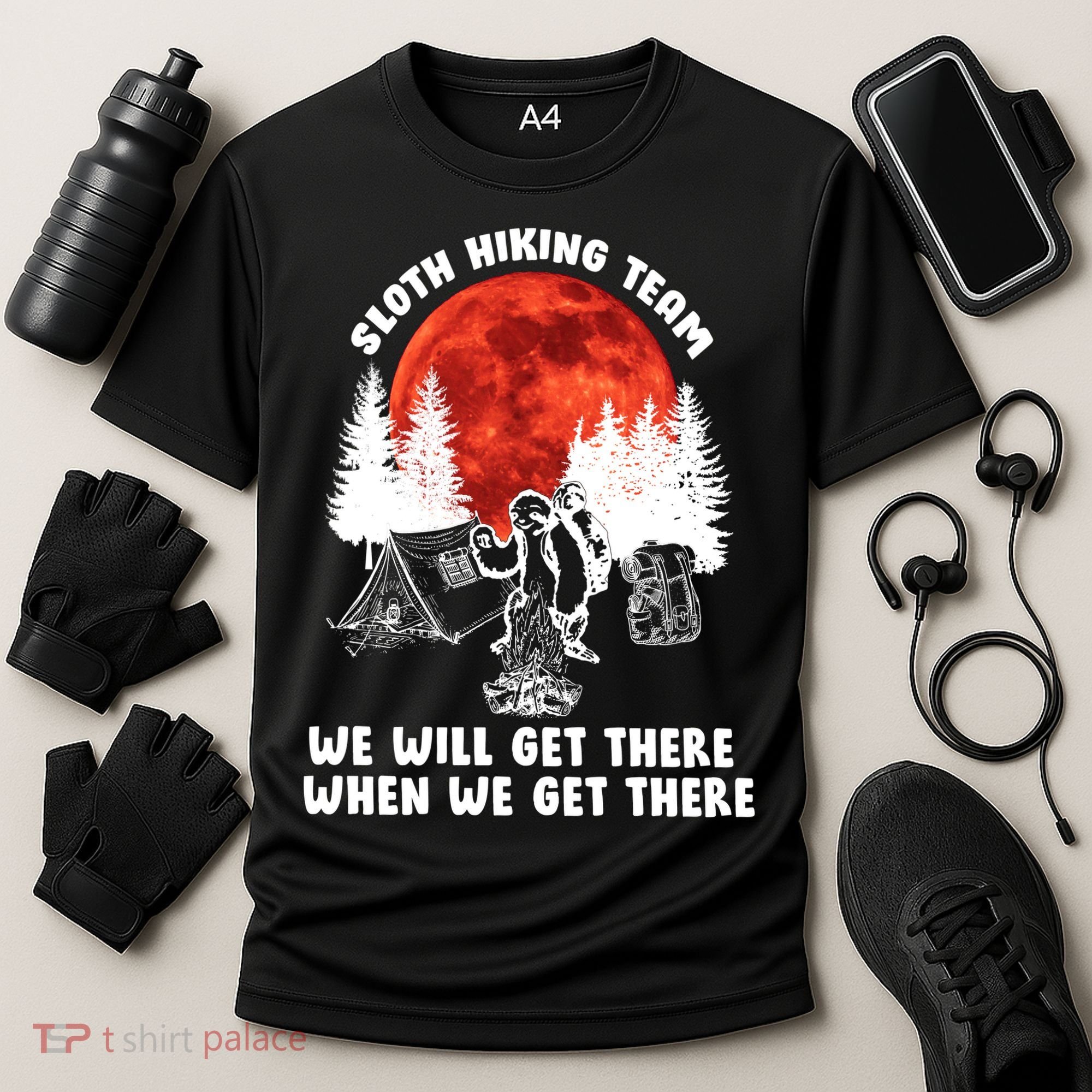 Sloth Hiking Team Will Get We There Funny Camping Cooling Performance Crew T-Shirt