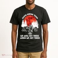 Sloth Hiking Team Will Get We There Funny Camping Tall T-Shirt thumb 2