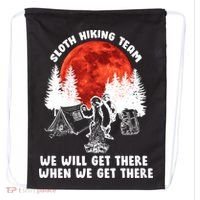 Sloth Hiking Team Will Get We There Funny Camping Drawstring Bag thumb 0