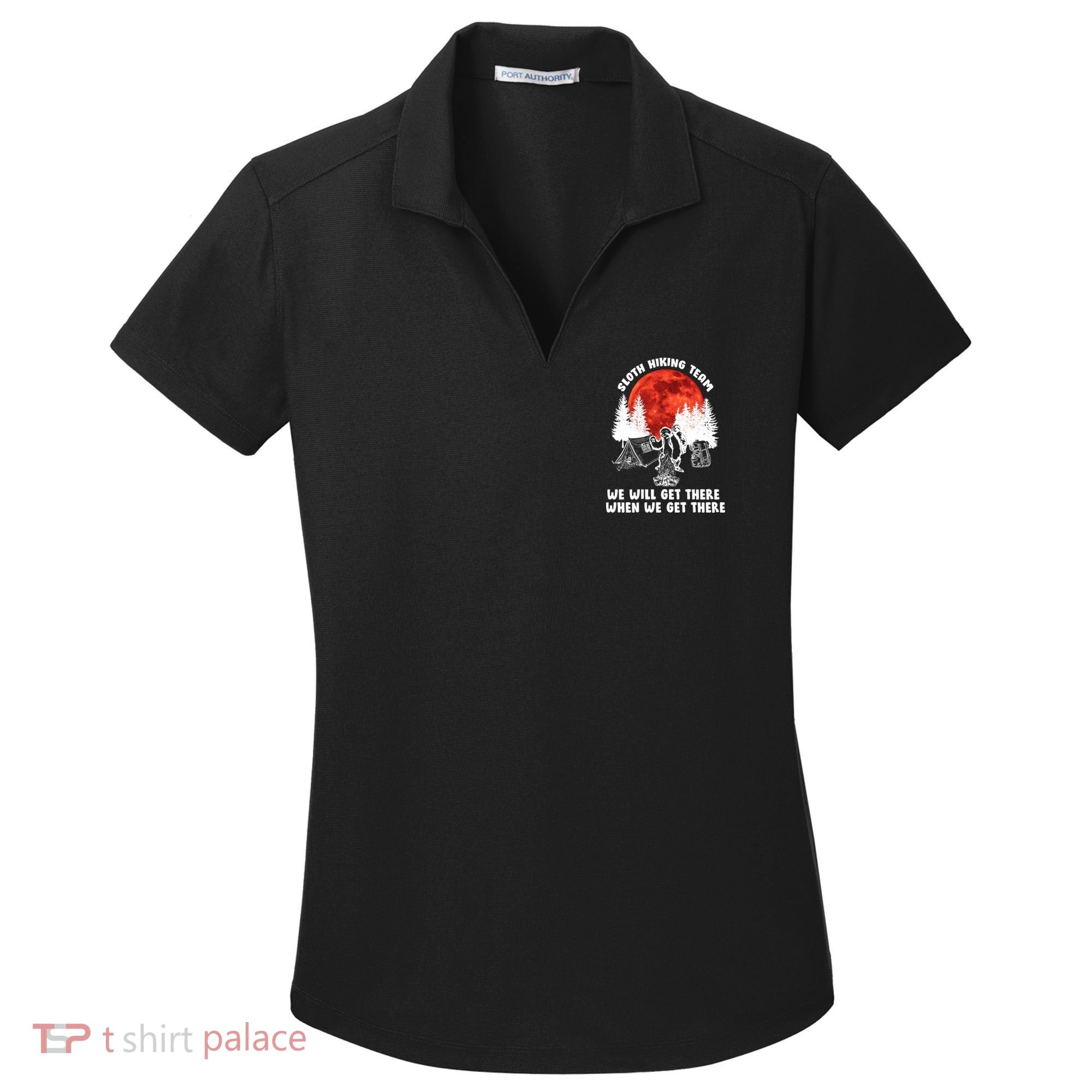 Sloth Hiking Team Will Get We There Funny Camping Women's Dry Zone Grid Polo