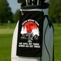 Sloth Hiking Team Will Get We There Funny Camping Golf Towel thumb 2