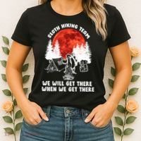 Sloth Hiking Team Will Get We There Funny Camping Women's T-Shirt thumb 2