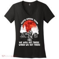 Sloth Hiking Team Will Get We There Funny Camping Women's V-Neck T-Shirt thumb 0