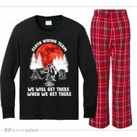Sloth Hiking Team Will Get We There Funny Camping Kids Long Sleeve Plaid Pajama Set thumb 0