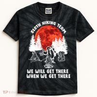 Sloth Hiking Team Will Get We There Funny Camping Kids Tie-Dye T-Shirt thumb 0