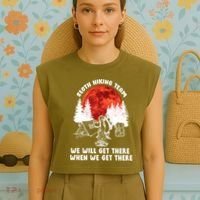 Sloth Hiking Team Will Get We There Funny Camping Garment-Dyed Women's Muscle Tee thumb 4
