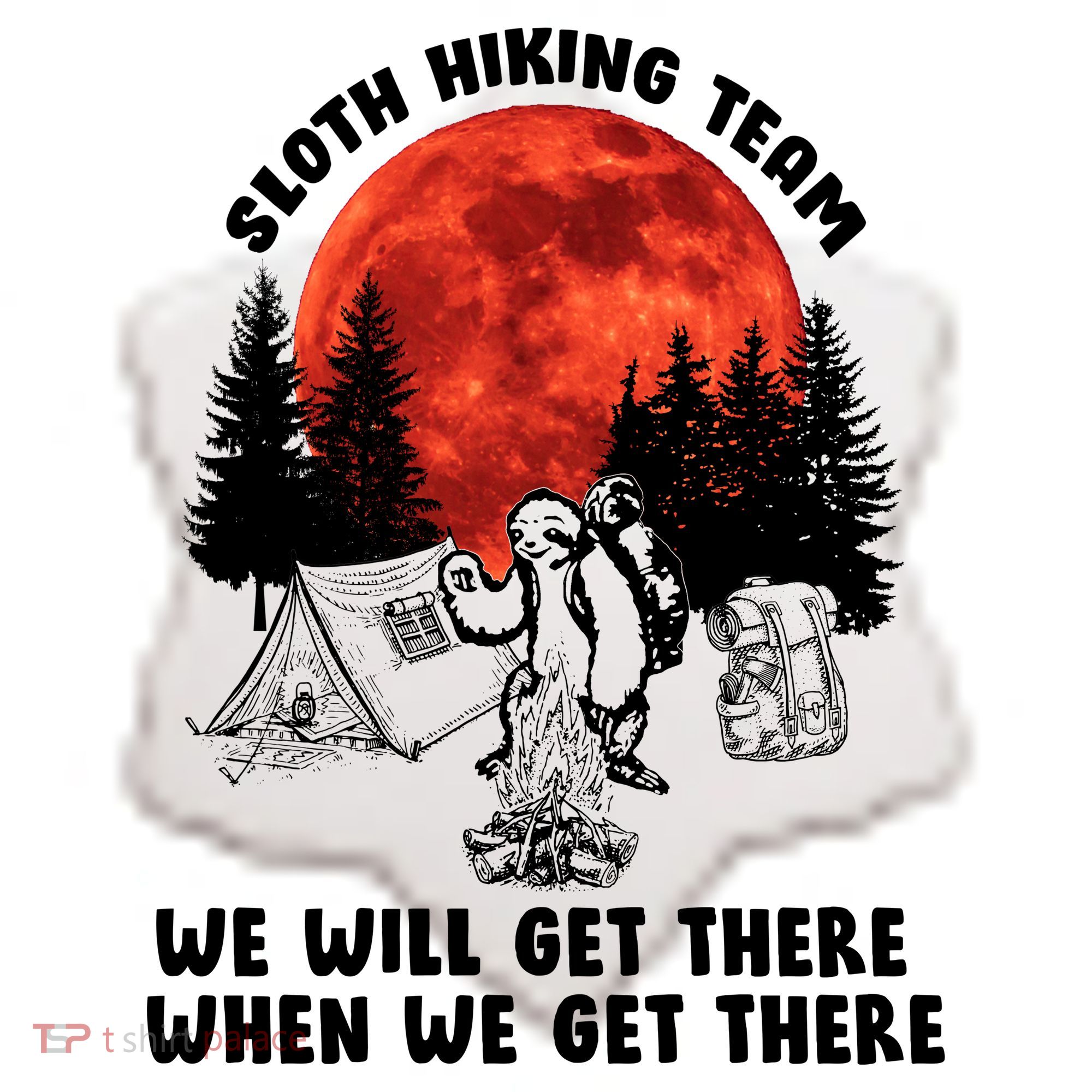 Sloth Hiking Team Will Get We There Funny Camping Ceramic Ornament