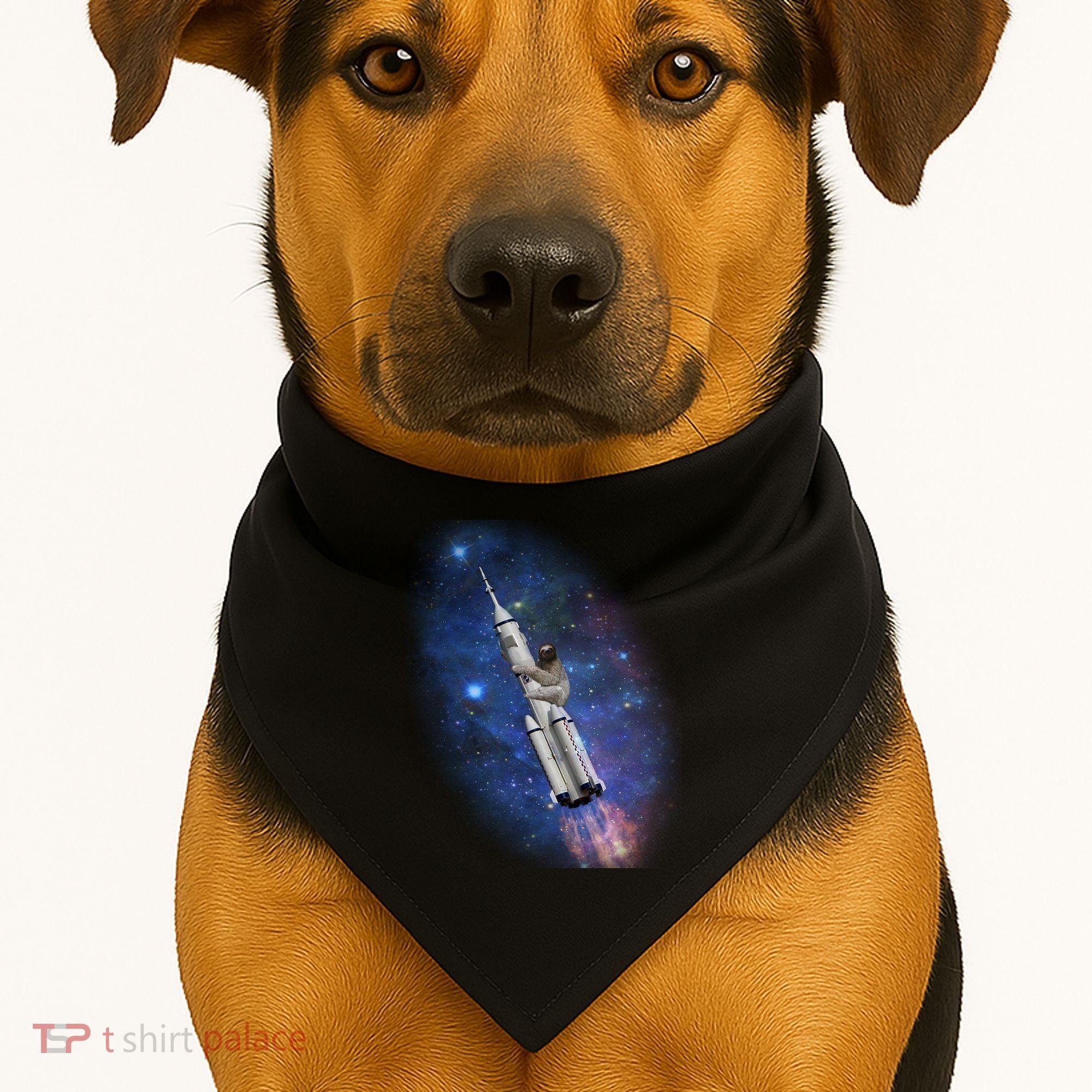 Sloth In Space Rocket ship USA-Made Doggie Bandana