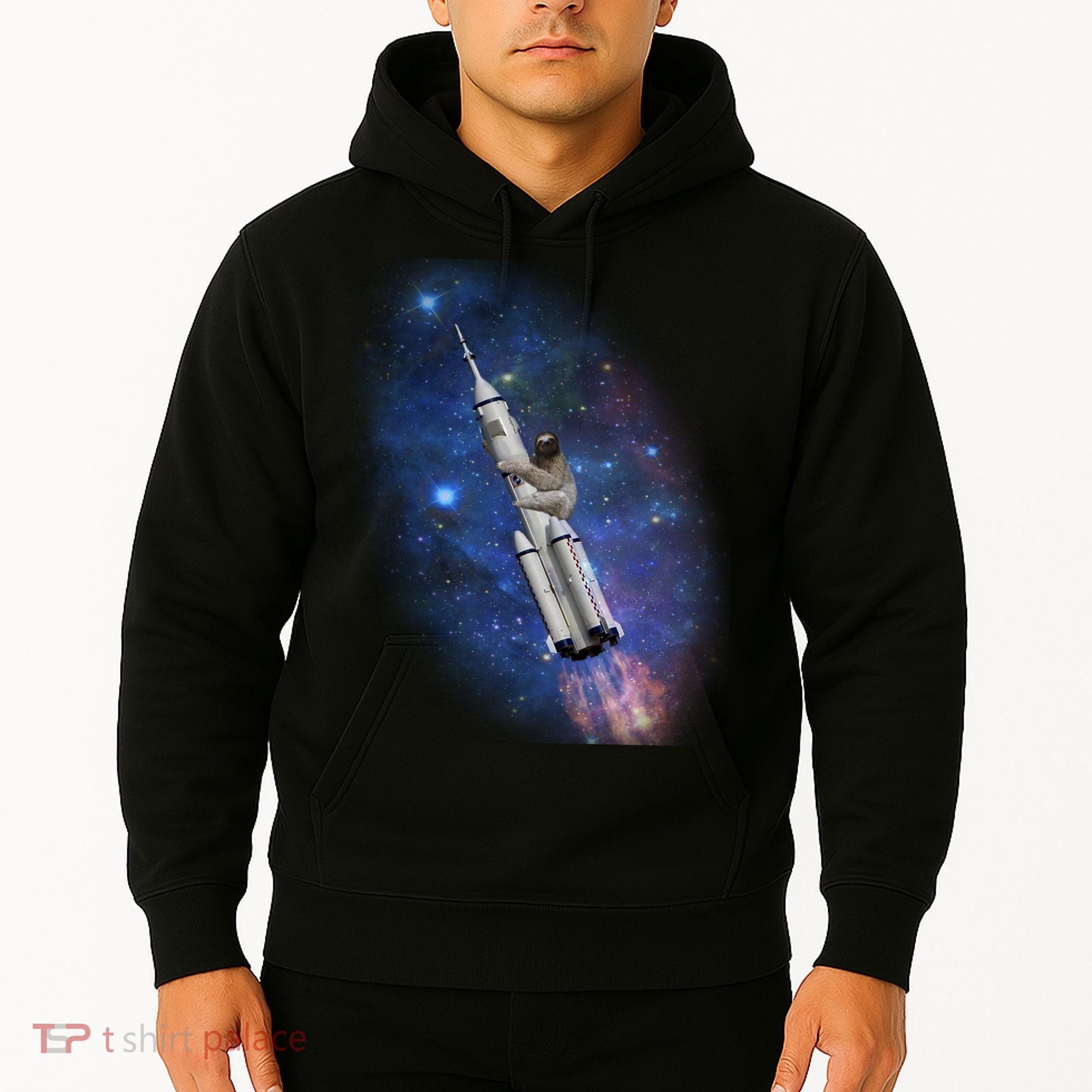 Sloth In Space Rocket ship Hoodie