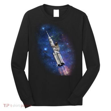 Sloth In Space Rocket ship Long Sleeve Shirt