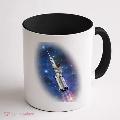 Sloth In Space Rocket ship Coffee Mug back
