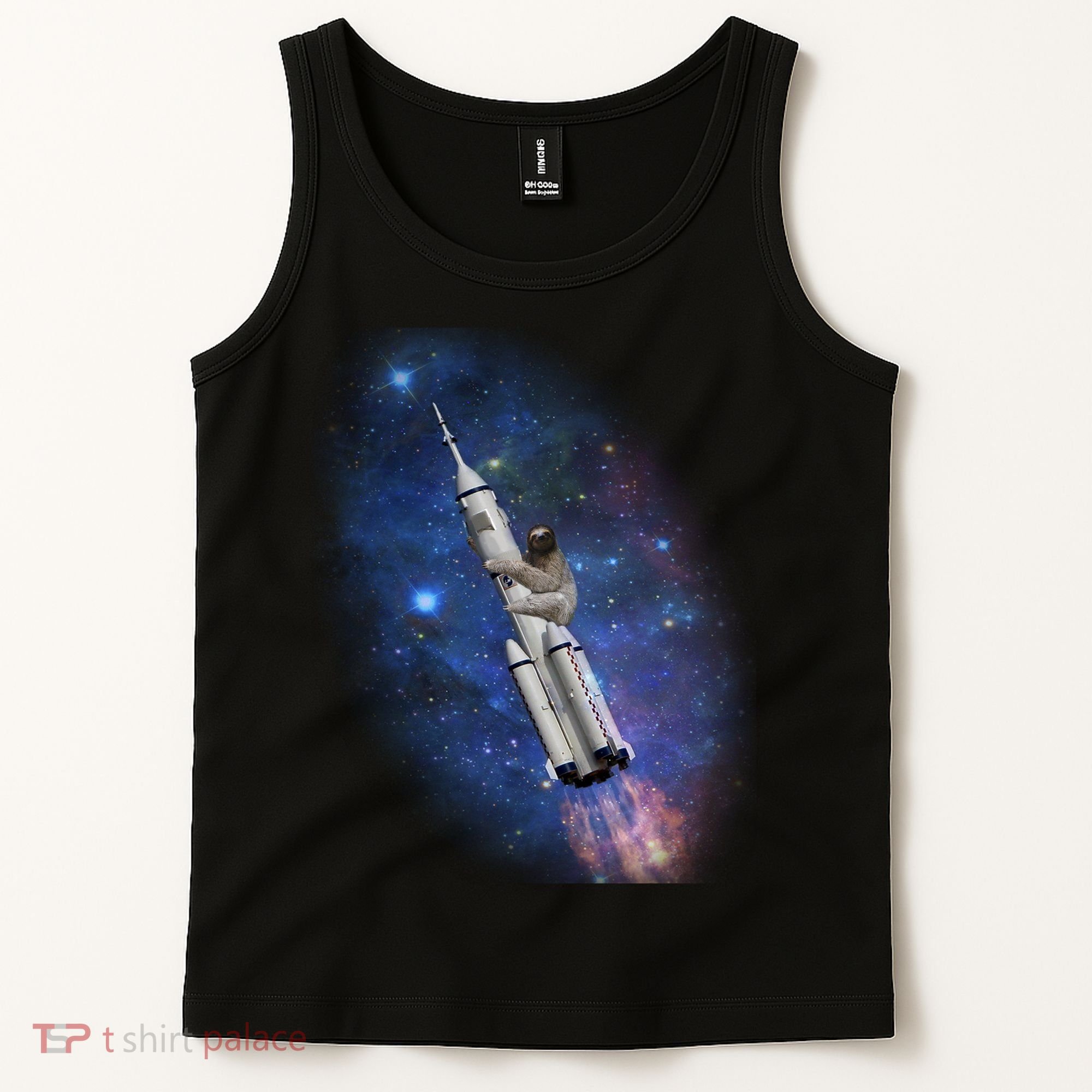 Sloth In Space Rocket ship Tank Top