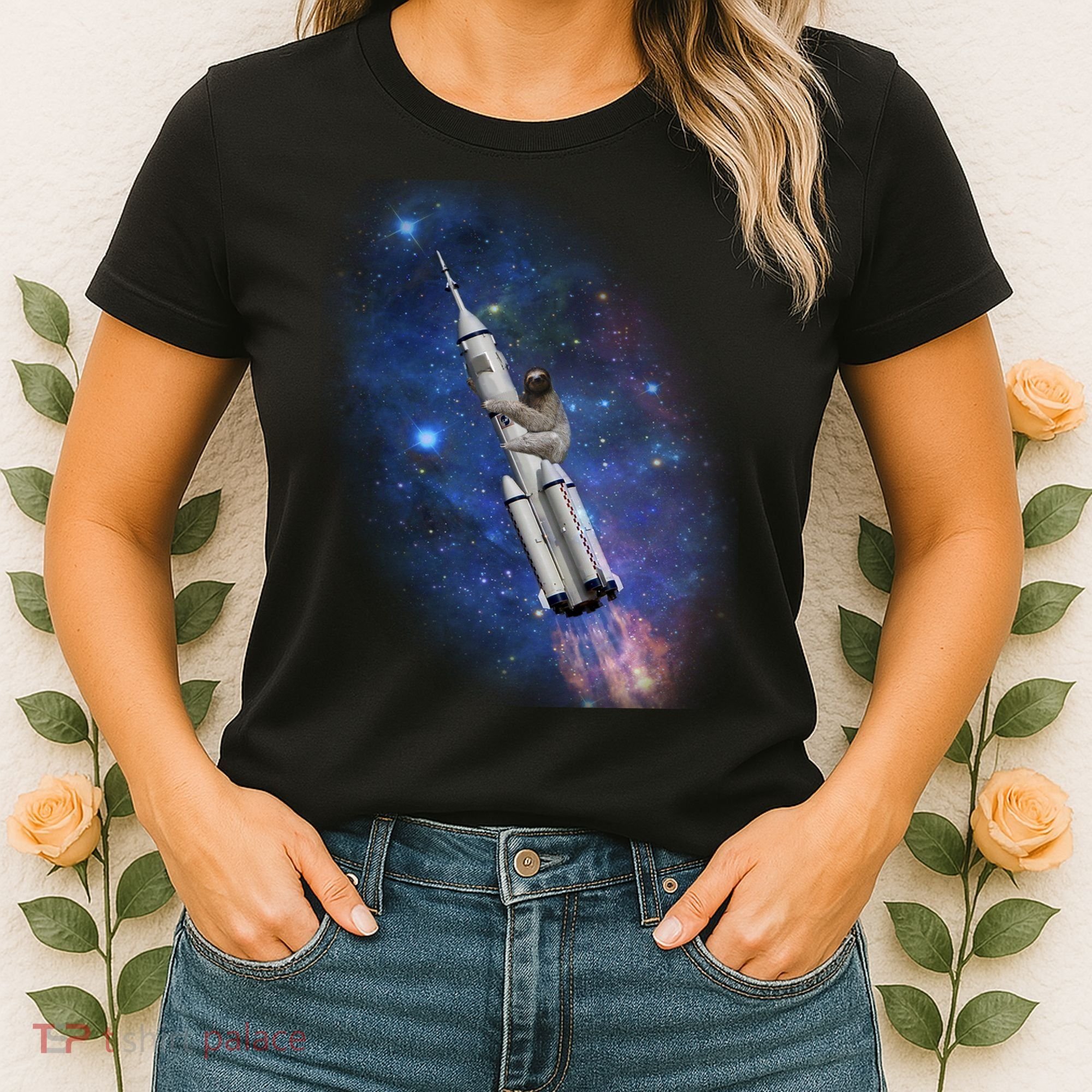 Sloth In Space Rocket ship Women's T-Shirt