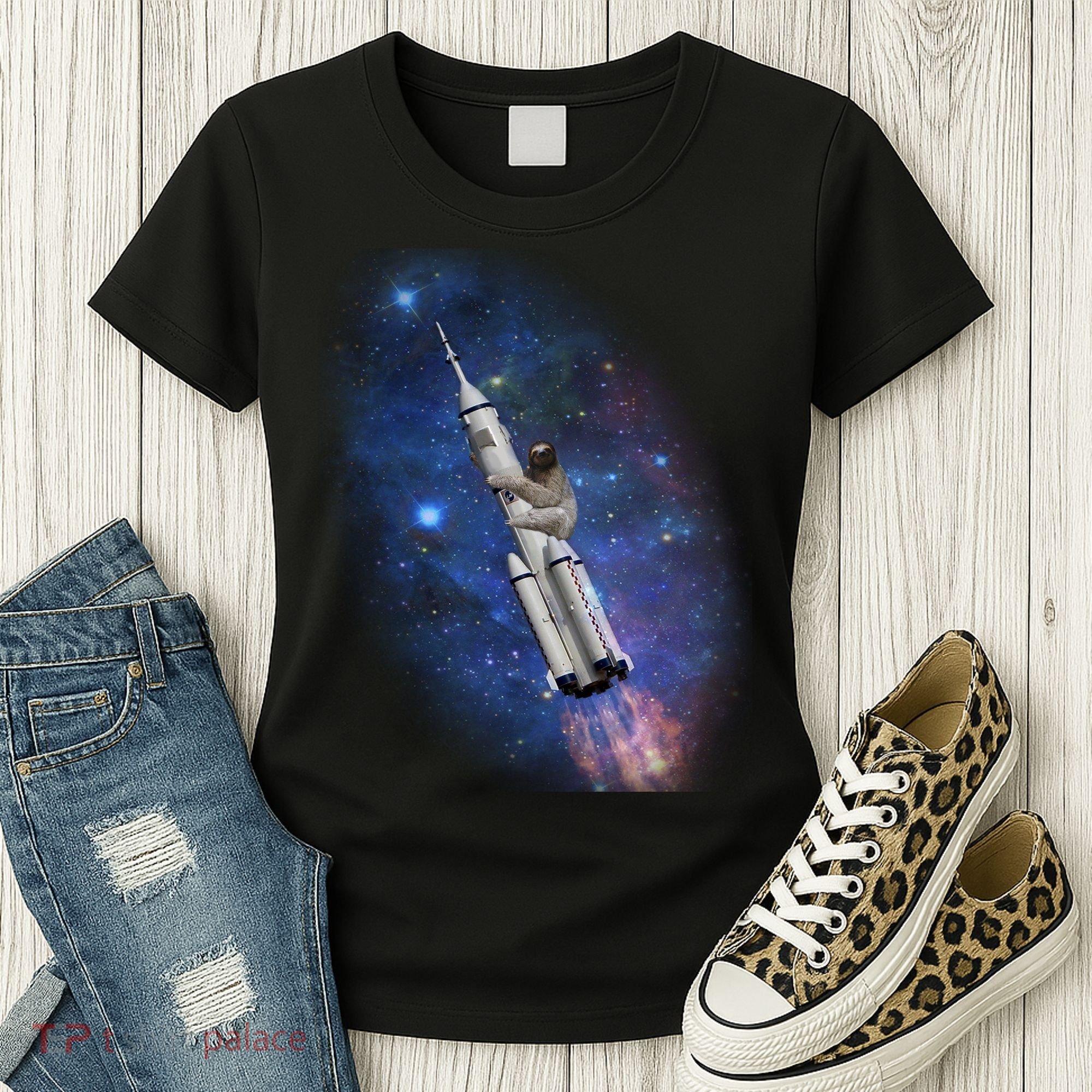 Sloth In Space Rocket ship Women's T-Shirt