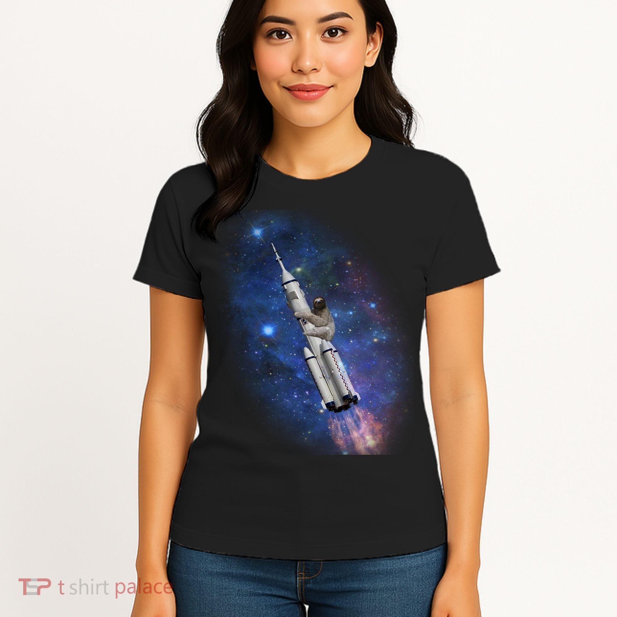 Sloth In Space Rocket ship Women's T-Shirt