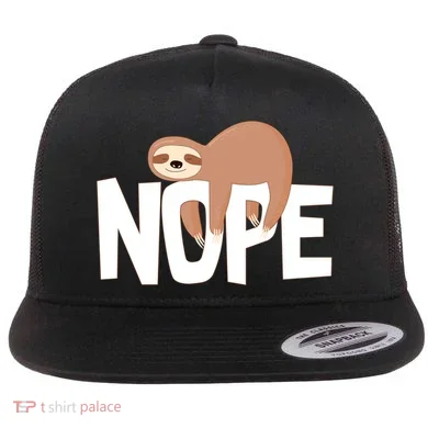 Sloth Nope Flat Bill Trucker Hat