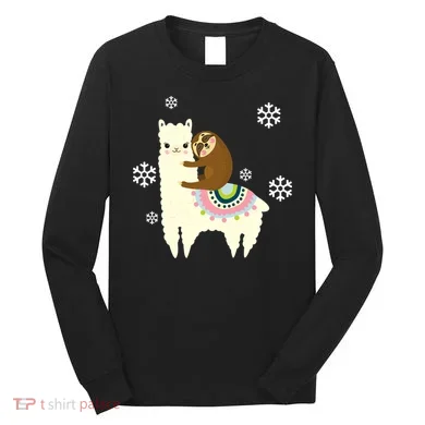 Sloth Riding Llama Long Sleeve Shirt