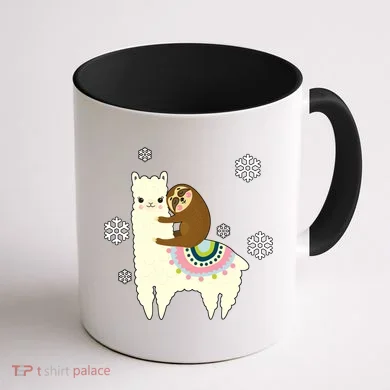 Sloth Riding Llama Coffee Mug back
