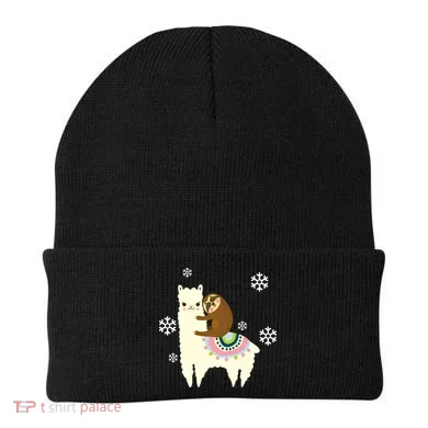 Sloth Riding Llama Beanie