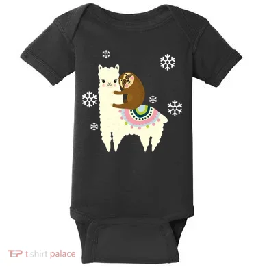 Sloth Riding Llama Baby Bodysuit
