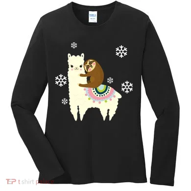Sloth Riding Llama Women's Long Sleeve Shirt
