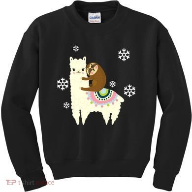 Sloth Riding Llama Kids Sweatshirt