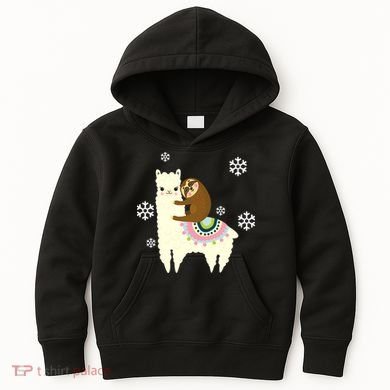 Sloth Riding Llama Kids Hoodie