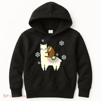 Sloth Riding Llama Kids Hoodie