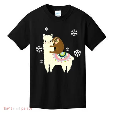 Sloth Riding Llama Kids T-Shirt