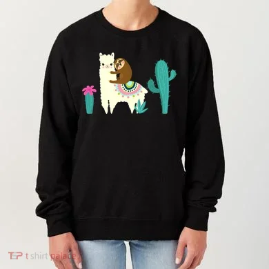 Sloth Riding Llama Funny Cactus Women's Sweatshirt