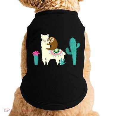 Sloth Riding Llama Funny Cactus Doggie Tank