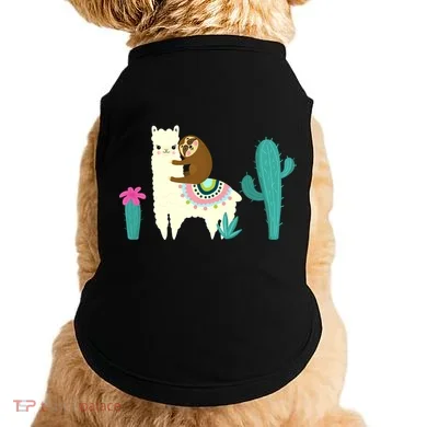 Sloth Riding Llama Funny Cactus Doggie Tank