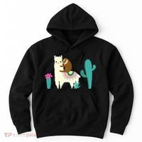 Sloth Riding Llama Funny Cactus Hoodie thumb 0