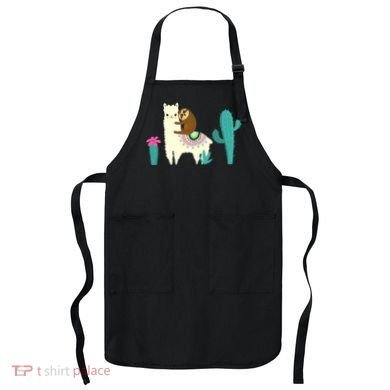 Sloth Riding Llama Funny Cactus Apron