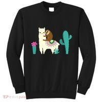 Sloth Riding Llama Funny Cactus Sweatshirt thumb 0